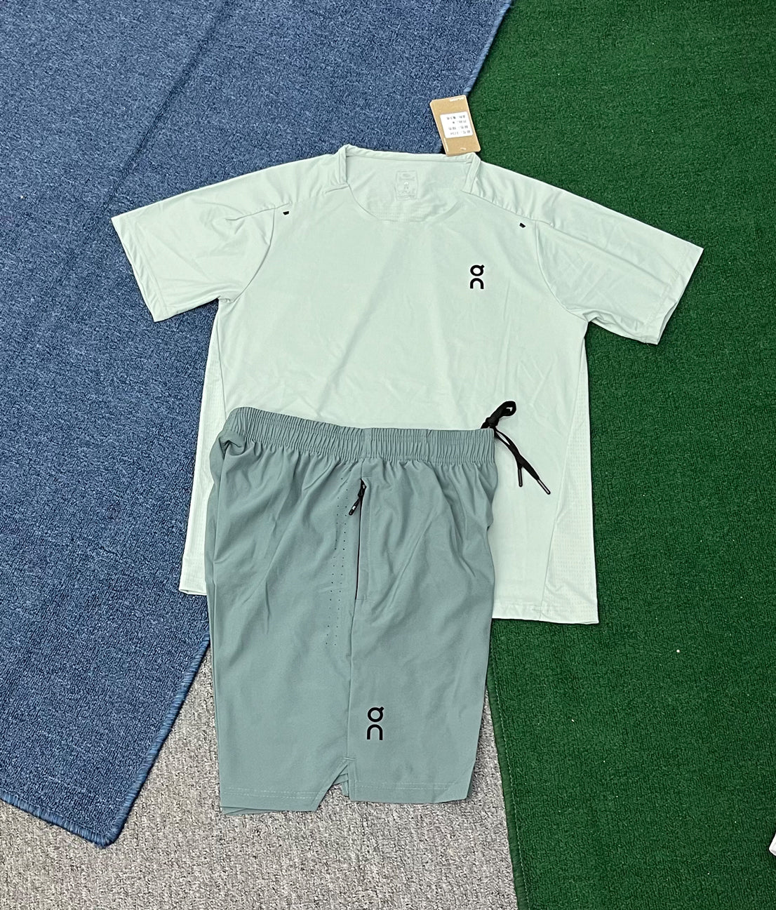 2734+on2602 Men's Casual Summer Sports Gym Set Breathable Round Neck Short Sleeve Tops and Shorts for Workout and Running Suits