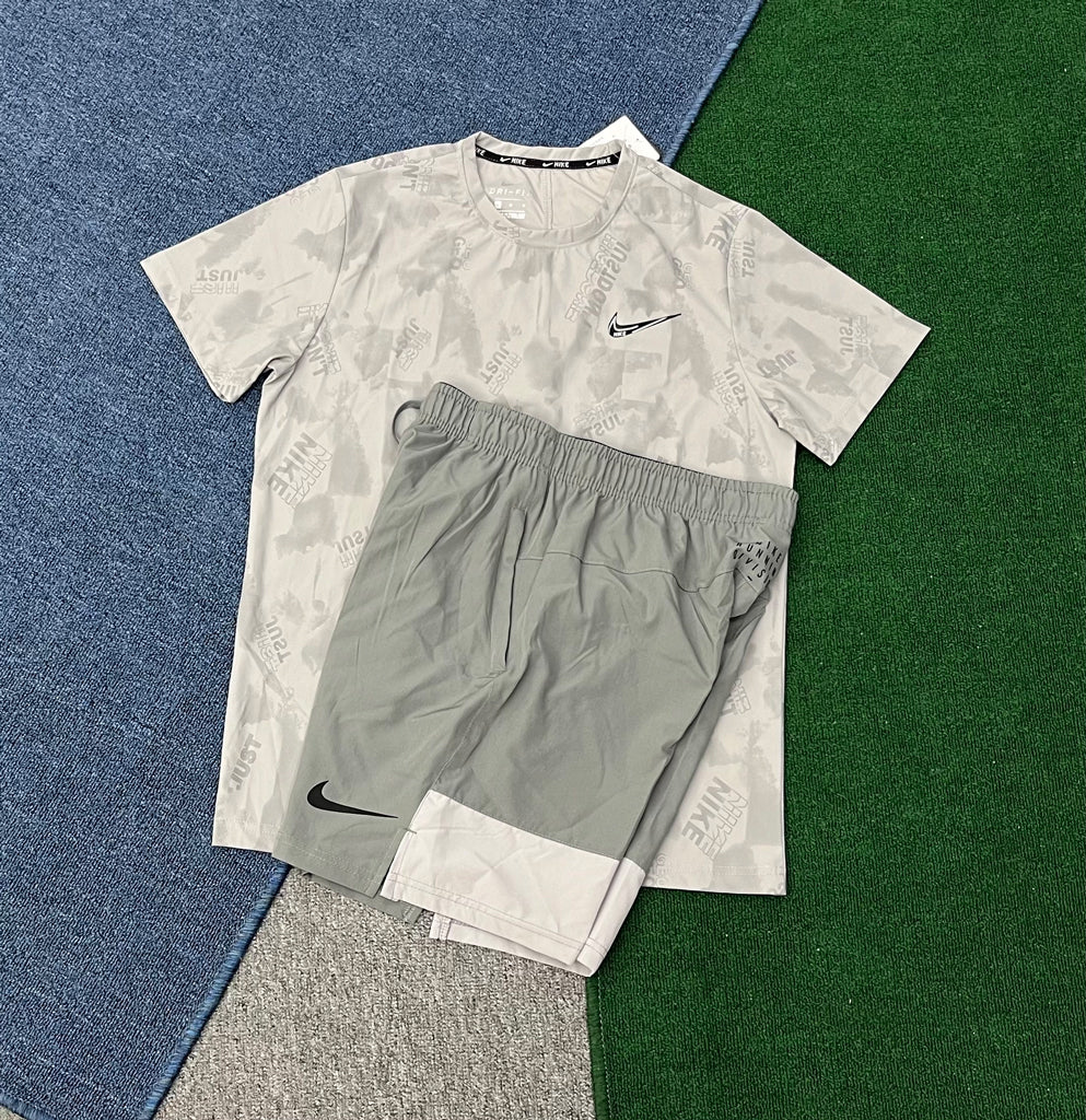 8067+975 Men's Casual Summer Quick-Drying Sports Suit Breathable Short-Sleeved T-Shirt Shorts for Running Outerwear Set