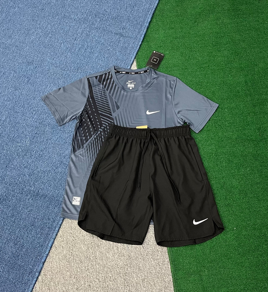 1648+218 Men's Shirt and Shorts 100% Polyester Set Zipper Pockets Quick Dry Gym Athletic Clothes Workout Running Set Summer Casual Outfit