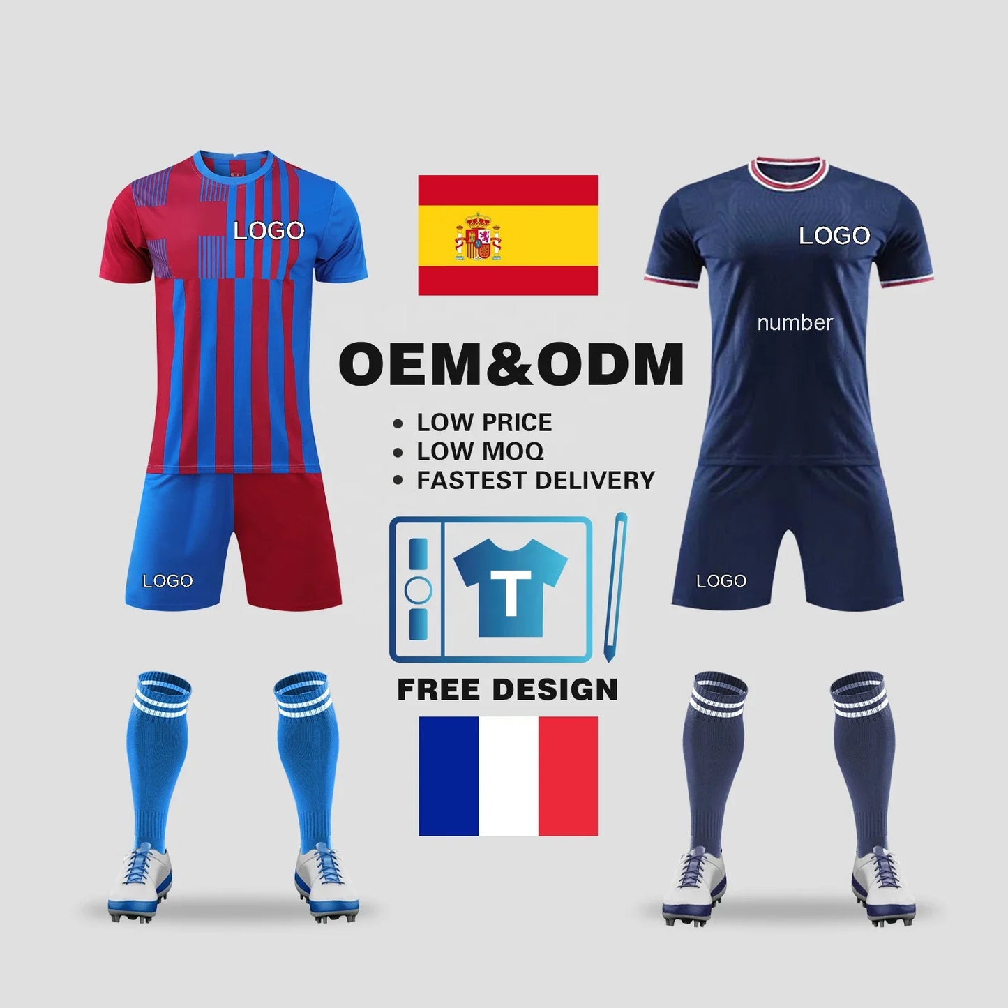 Custom Refreshing Mesh Jersey Football Uniform Soccer Wear High Quality Soccer Jersey Set Breathable Men Soccer Clothing