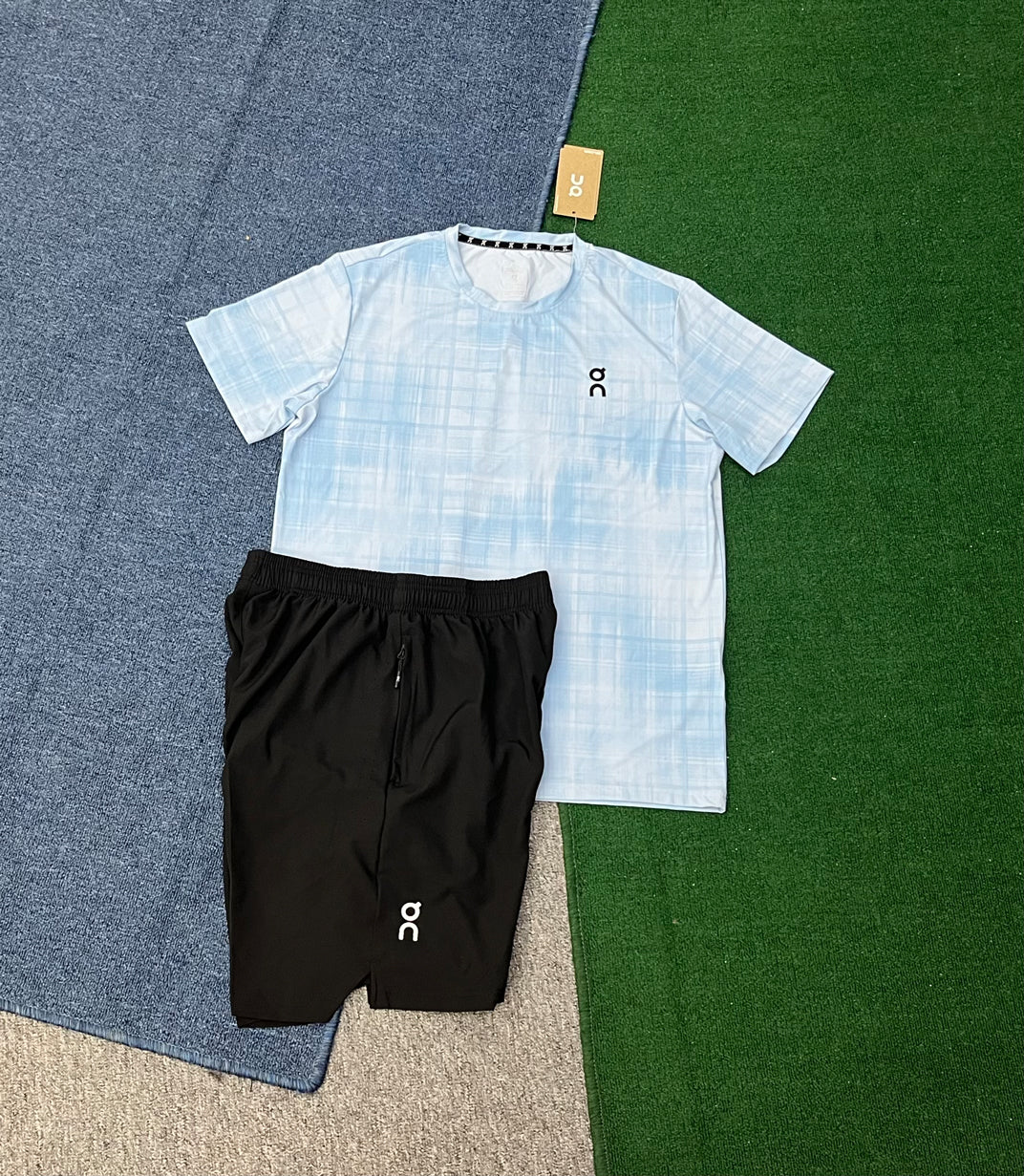 2738+on2602 Custom Men's Lightweight Quick Dry Breathable Sports T-Shirt Shorts Set Summer Running Gym Activewear OEM Service