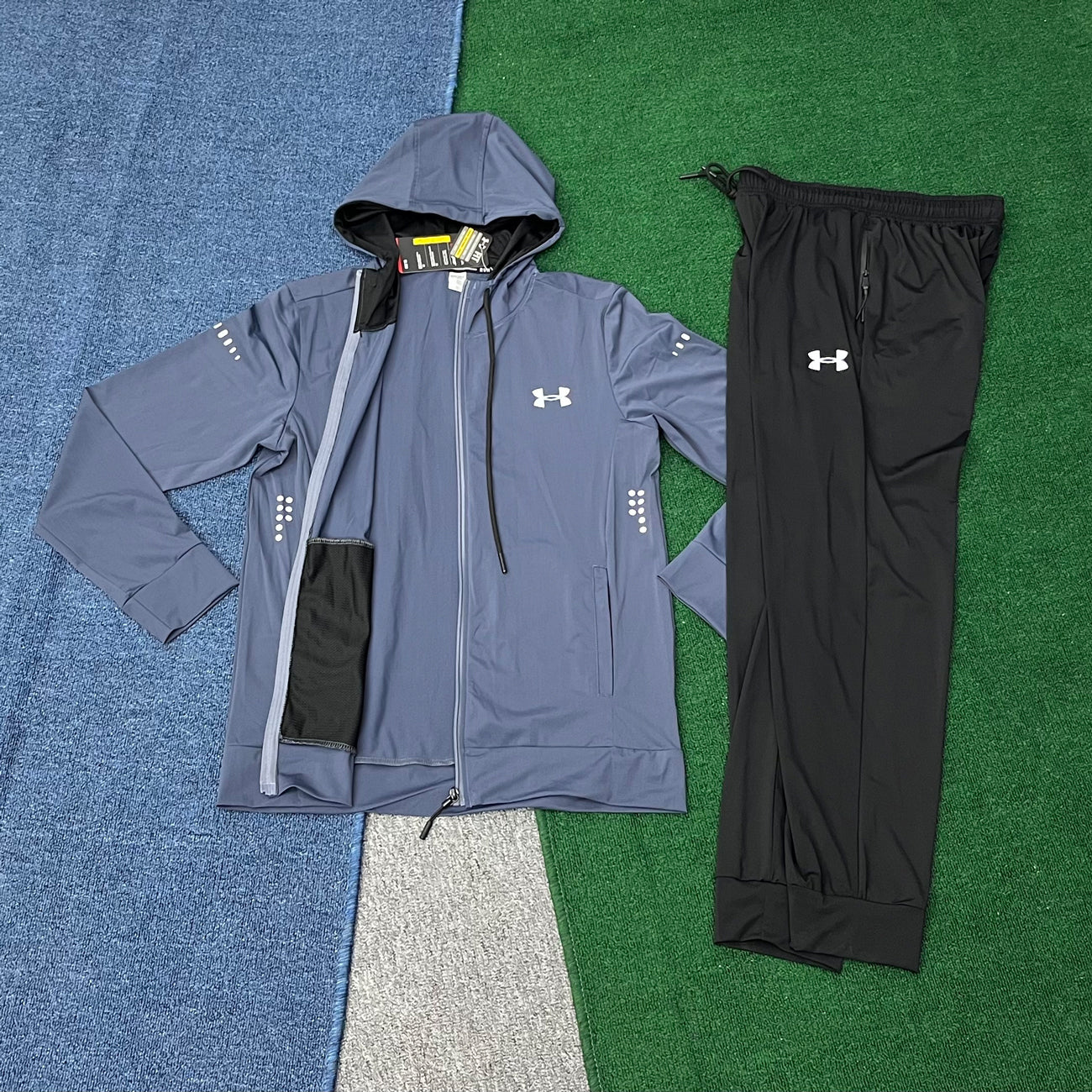 81234 Sweatshirt Set for Men's Soccer Autumn Hooded Jacket Loose Running Sportswear Two-piece Lightweight Windbreaker Jacket Sets