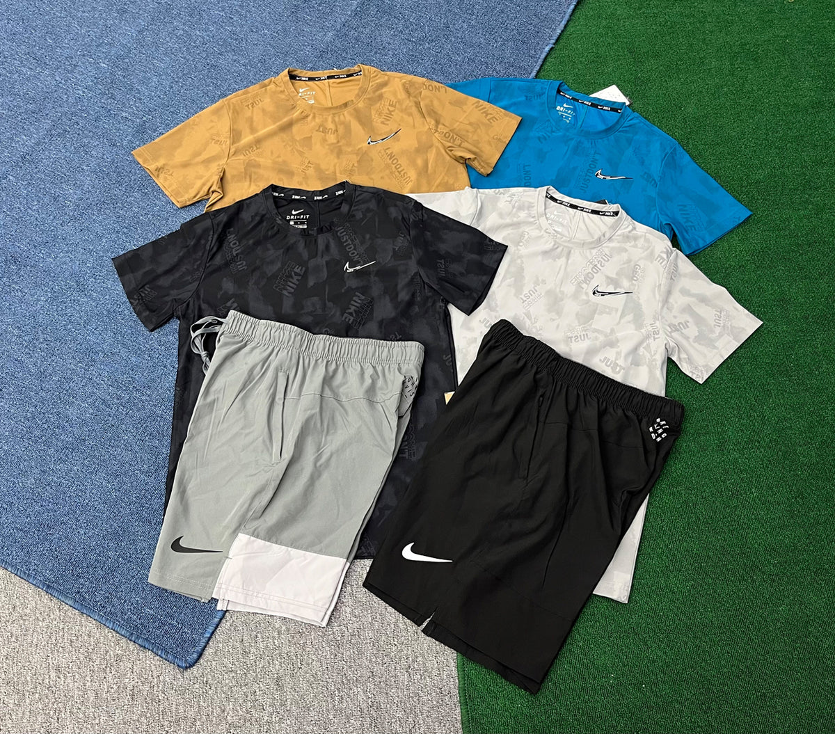 8067+975 Men's Casual Summer Quick-Drying Sports Suit Breathable Short-Sleeved T-Shirt Shorts for Running Outerwear Set