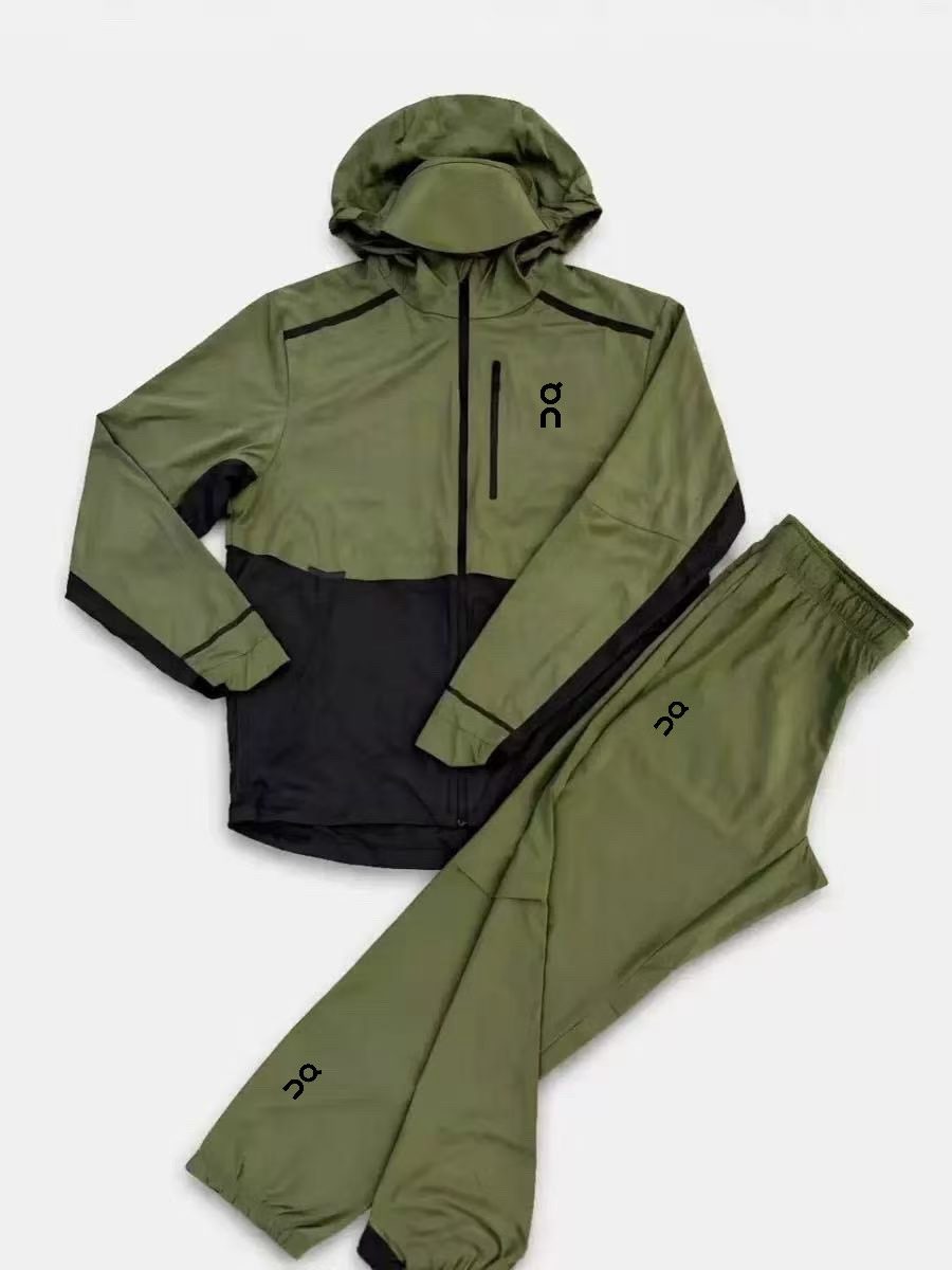 Reflective Winter Hooded Printed Windbreaker Tracksuit Running Jacket Lightweight Breathable Jacket Pants Sets