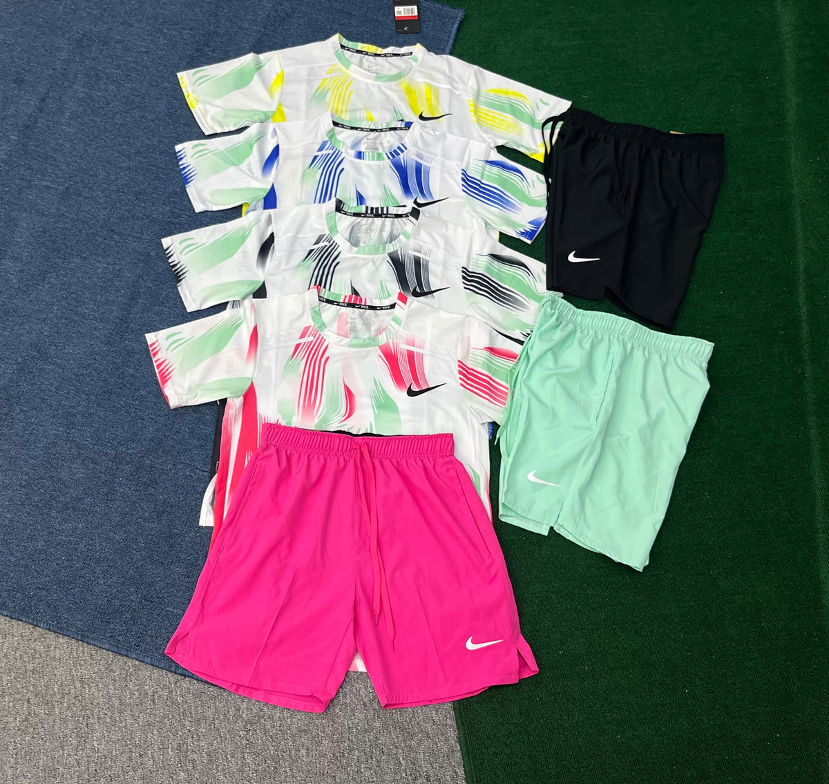 A003+D218 Sports Wear Summer 2-Piece T-Shirt Shorts Set Men Running Fitness Training Outfit Lightweight Breathable Suits