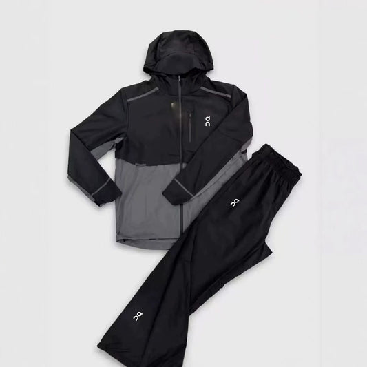 Reflective Winter Hooded Printed Windbreaker Tracksuit Running Jacket Lightweight Breathable Jacket Pants Sets