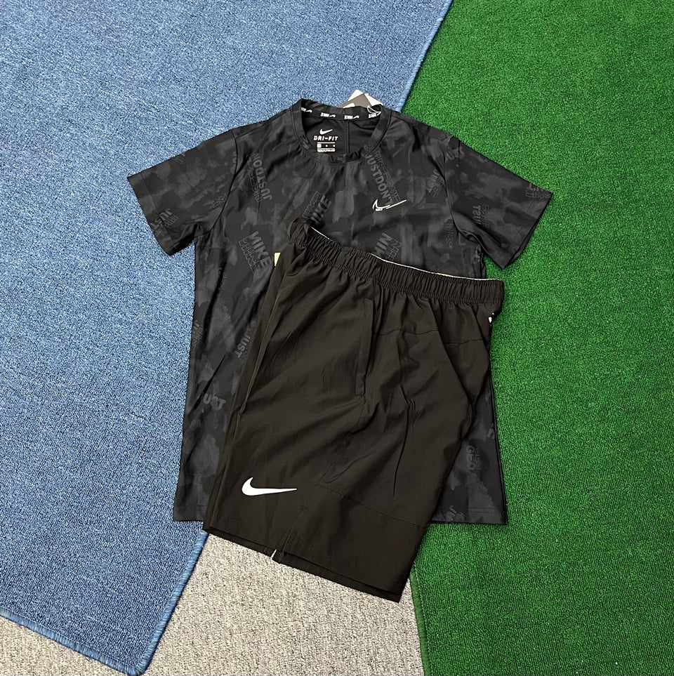 8067+975 Men's Casual Summer Quick-Drying Sports Suit Breathable Short-Sleeved T-Shirt Shorts for Running Outerwear Set