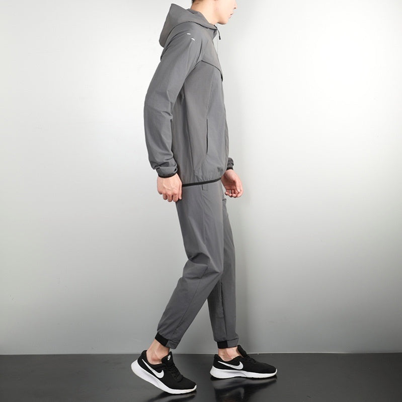 81314 Soccer Men's Hoodies Sweatshirts Windbreaker Jacket and Long Pants Suits Vestes Pour Hommes Lightweight Running Jacket Set