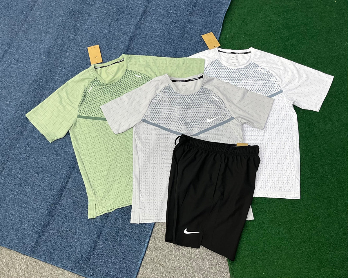 T900+218 Factory Price Men's 100% Polyester Breathable Elastic Waist Side Pockets Summer Sporty Running Gym Workout Shorts Set