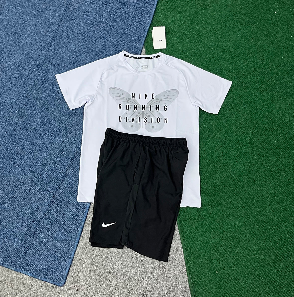 S333+2609 Men's Adults Summer Running Sports Wear Breathable Quick-dry Knitted 100% Polyester Sublimated Print T-Shirt Sets