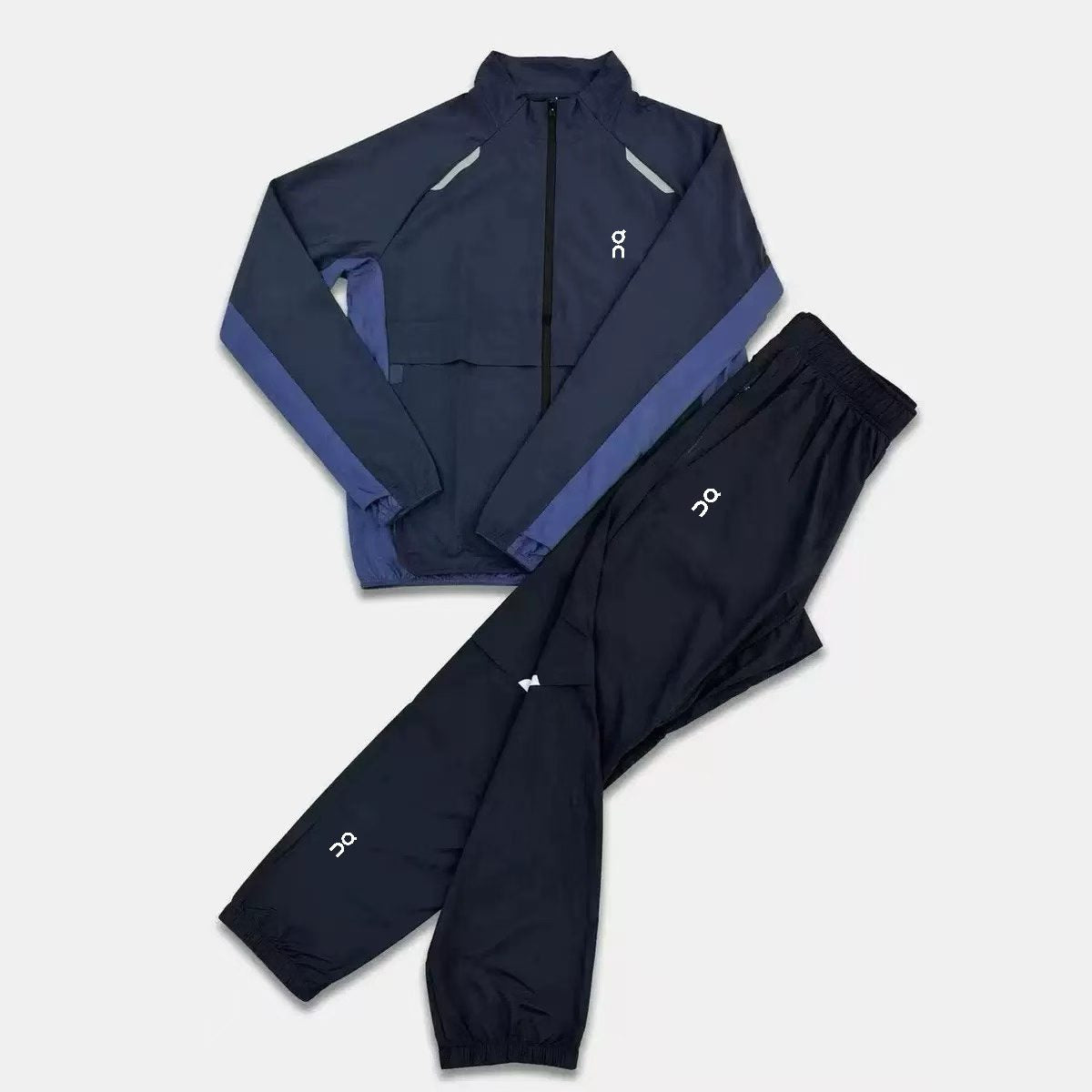 Polyester Fleece Tracksuit Set Men Zipper Jacket Matching Joggers Two Piece Sportswear for Running and Gym