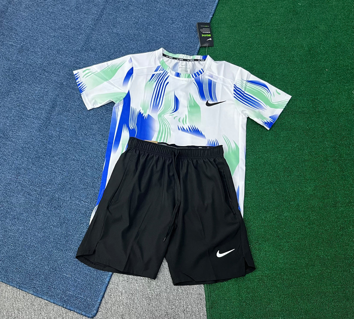 A003+D218 Sports Wear Summer 2-Piece T-Shirt Shorts Set Men Running Fitness Training Outfit Lightweight Breathable Suits
