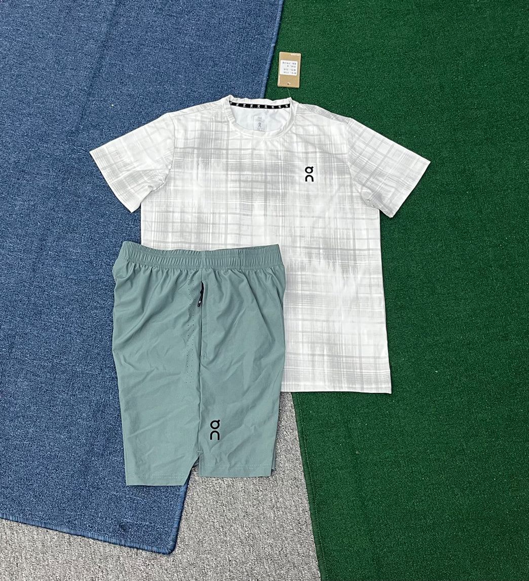 2738+on2602 Custom Men's Lightweight Quick Dry Breathable Sports T-Shirt Shorts Set Summer Running Gym Activewear OEM Service