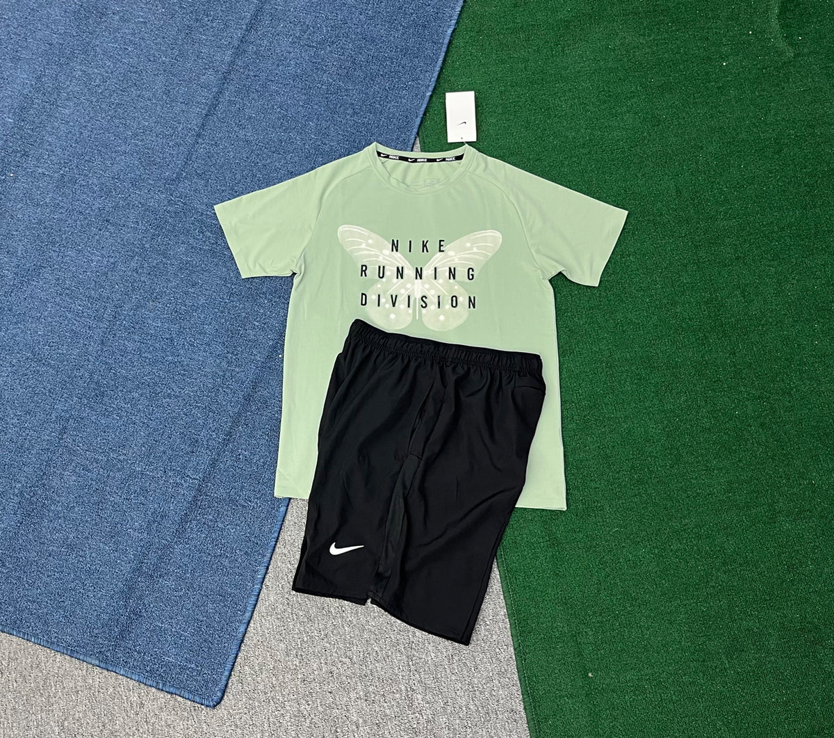 S333+2609 Men's Adults Summer Running Sports Wear Breathable Quick-dry Knitted 100% Polyester Sublimated Print T-Shirt Sets