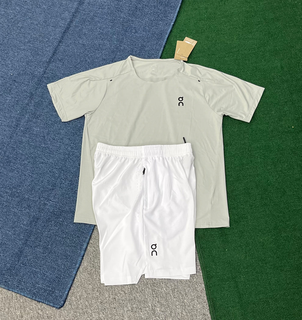 2734+on2602 Men's Casual Summer Sports Gym Set Breathable Round Neck Short Sleeve Tops and Shorts for Workout and Running Suits