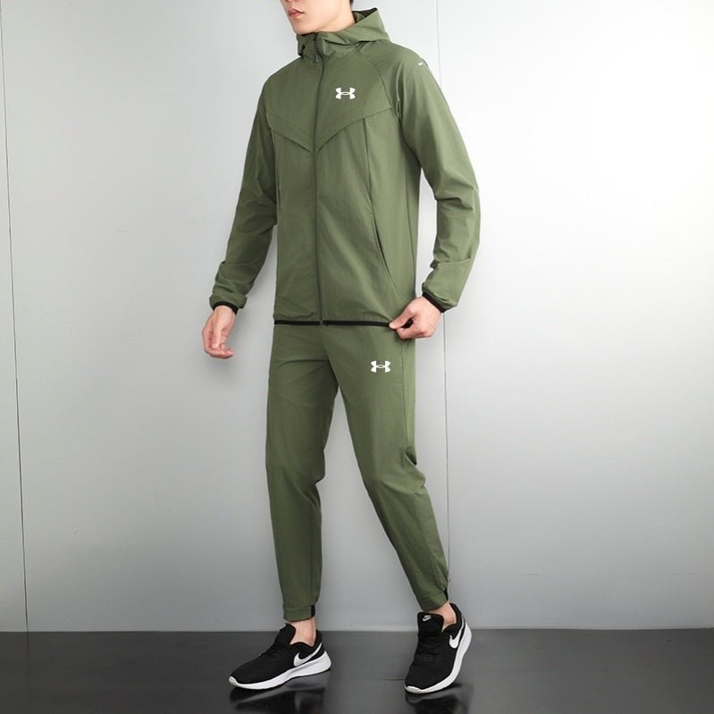 81314 Soccer Men's Hoodies Sweatshirts Windbreaker Jacket and Long Pants Suits Vestes Pour Hommes Lightweight Running Jacket Set
