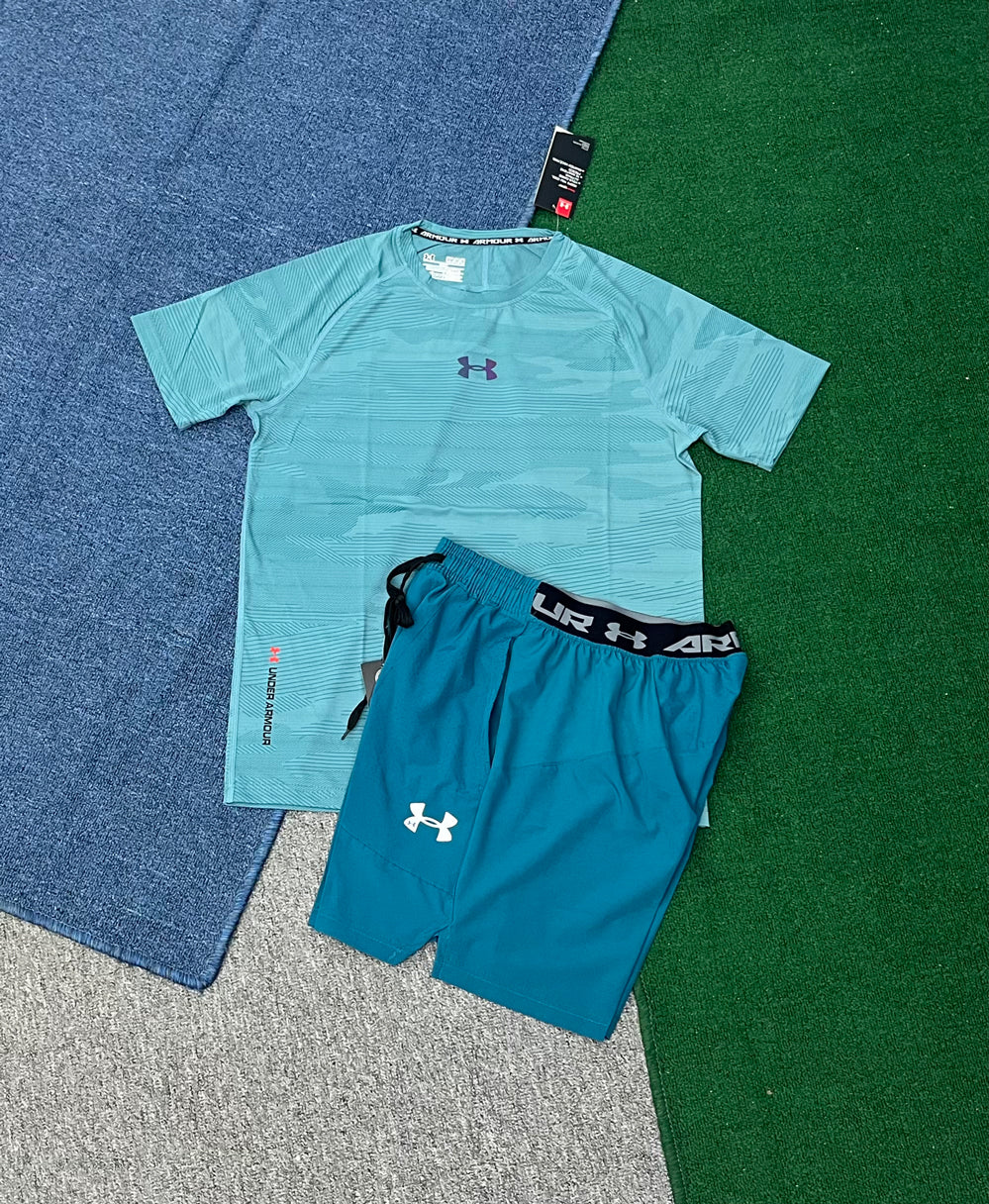 8040+2319 New Men's Casual Summer Set Performance Running Short Set Men Lightweight Breathable Gym Wear T Shirt Shorts Set