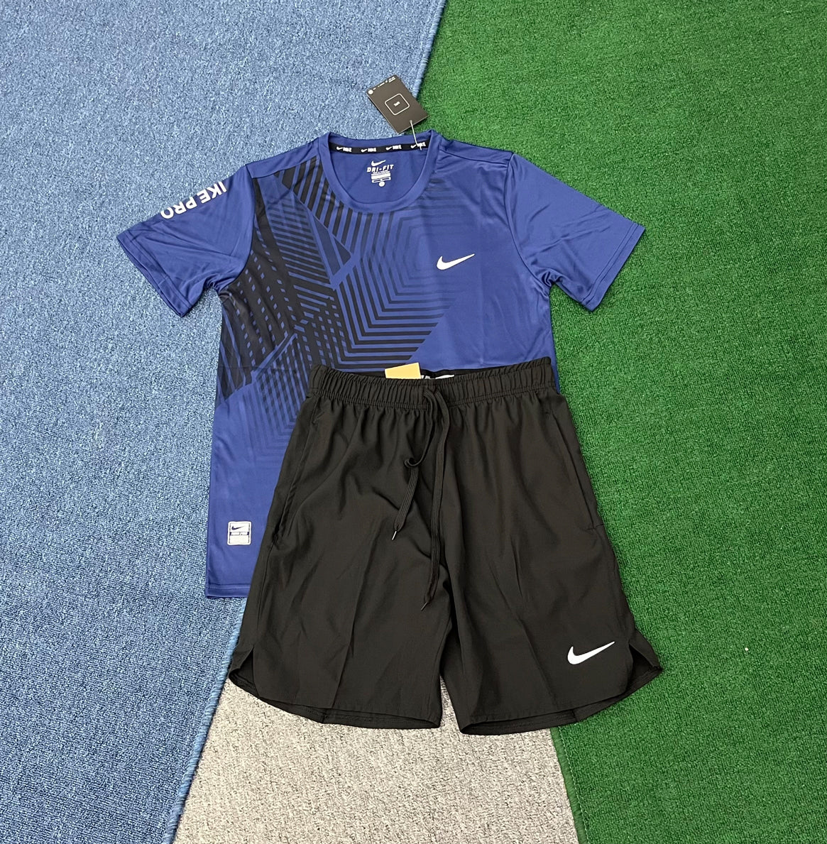1648+218 Men's Shirt and Shorts 100% Polyester Set Zipper Pockets Quick Dry Gym Athletic Clothes Workout Running Set Summer Casual Outfit