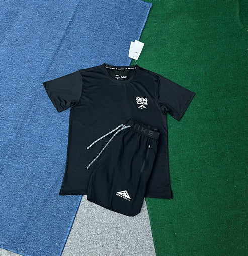6369+2019 Men's Summer Running Set Breathable Print Sportswear Short Sleeve T-Shirt & Shorts Workout Gym Outfit