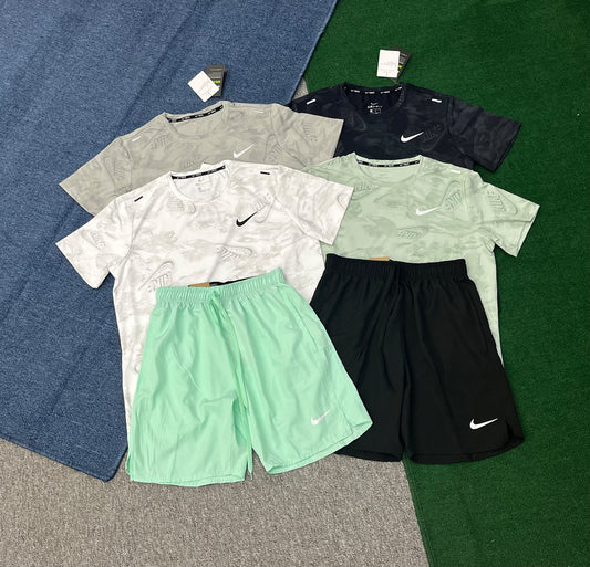 2736+218 Custom Logo Quick Dry Twinsets Training Running Gym Fitness Workout 2 Pieces Short Sleeve T-shirts and Shorts Men Tracksuit Sets