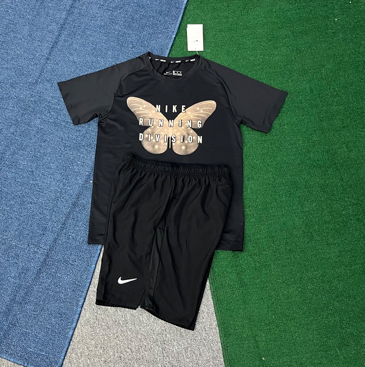 S333+2609 Men's Adults Summer Running Sports Wear Breathable Quick-dry Knitted 100% Polyester Sublimated Print T-Shirt Sets