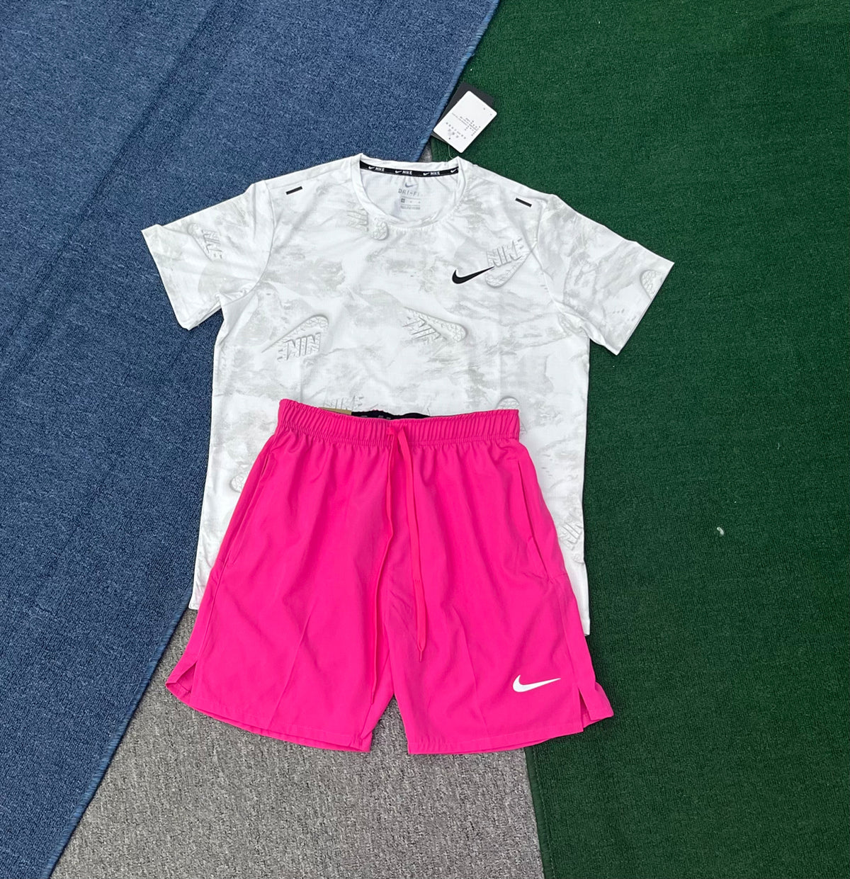 2736+218 Custom Logo Quick Dry Twinsets Training Running Gym Fitness Workout 2 Pieces Short Sleeve T-shirts and Shorts Men Tracksuit Sets