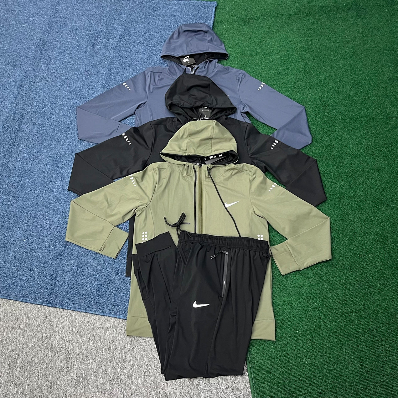 81234 Sweatshirt Set for Men's Soccer Autumn Hooded Jacket Loose Running Sportswear Two-piece Lightweight Windbreaker Jacket Sets