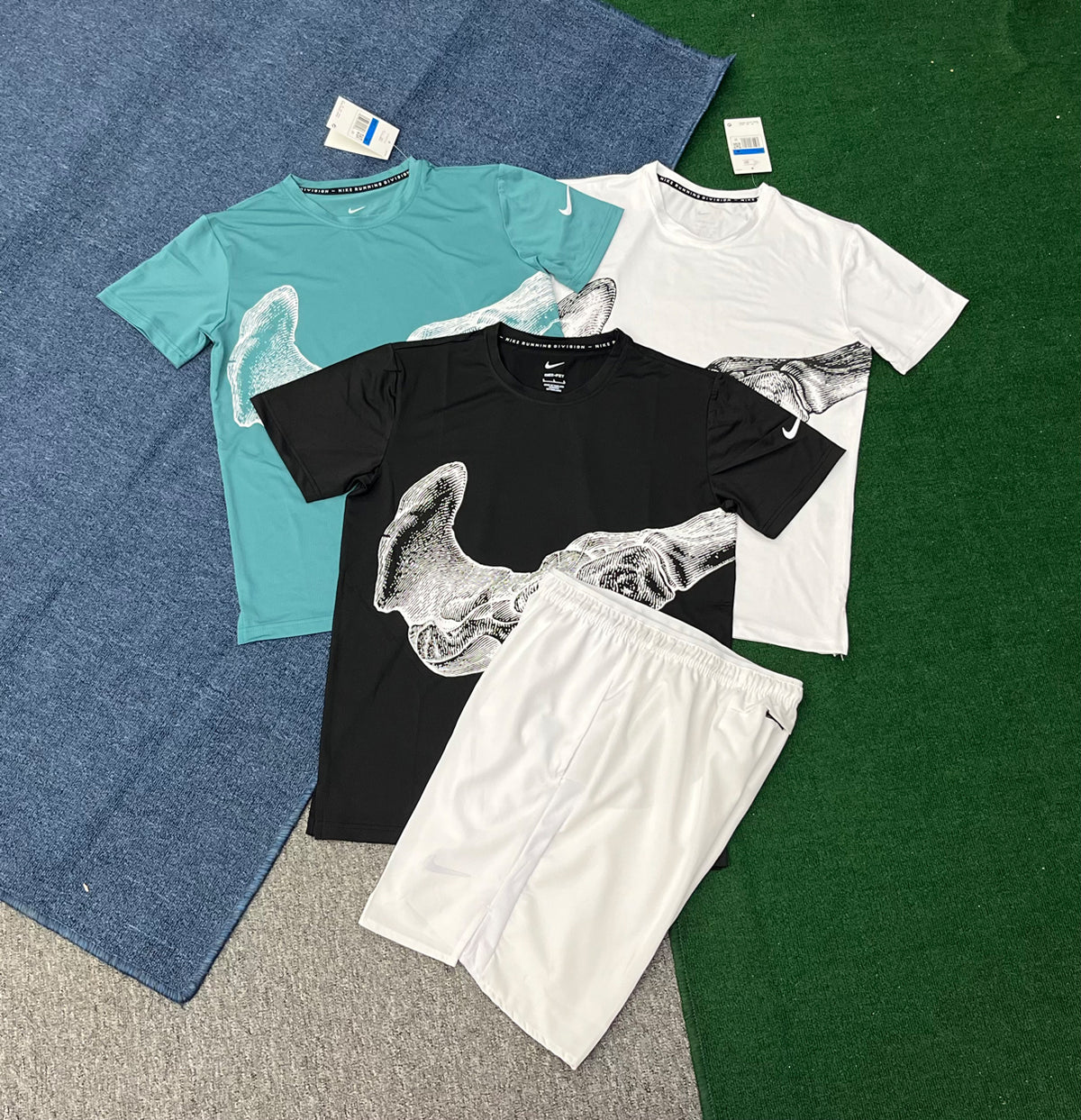 889+2609 Mens Summer Fitness Set Sweat-Wicking Quick-Drying Training Short-Sleeve Top Running Shorts Sports Two-Piece Set
