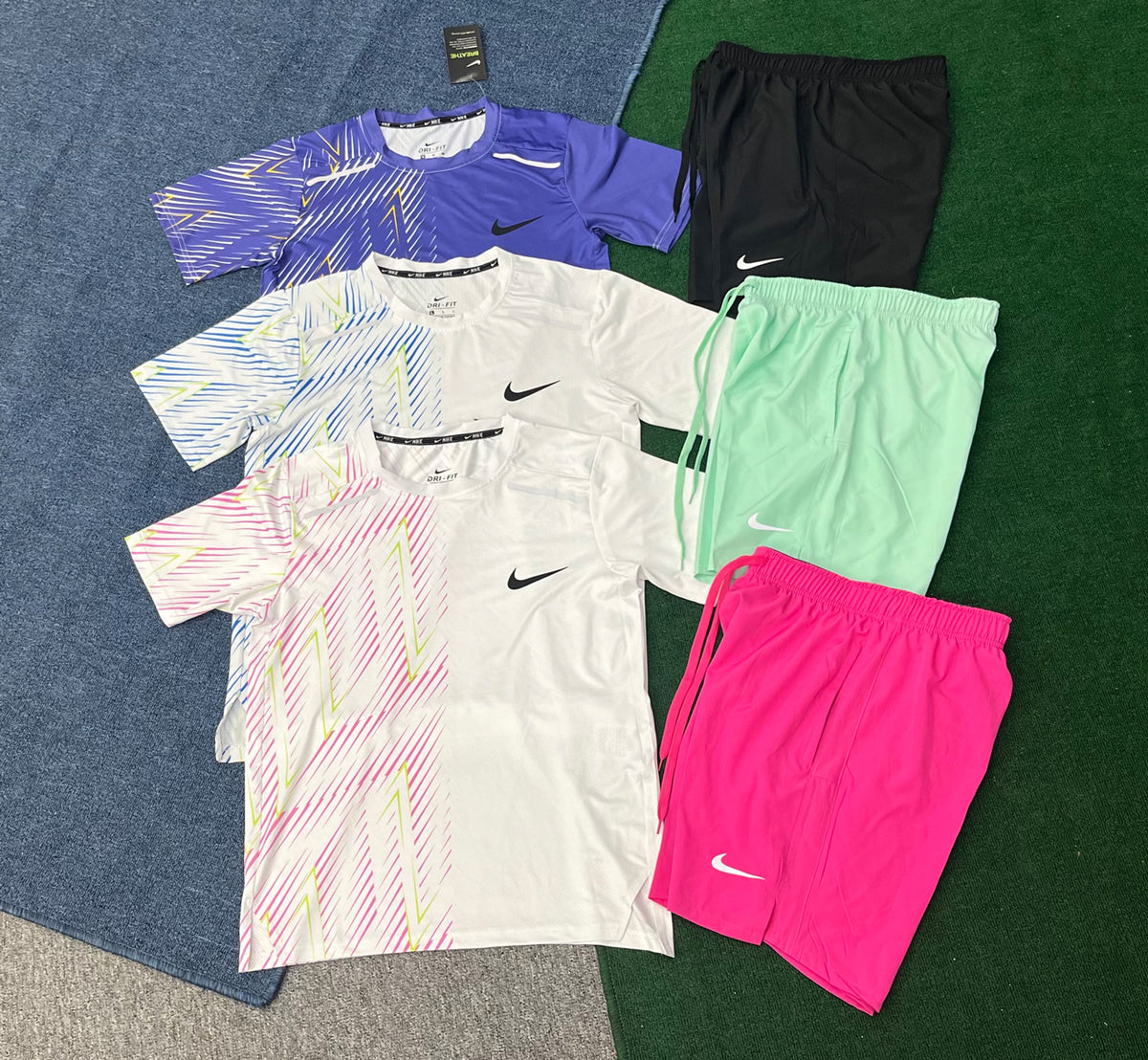 A001+D218 Two Piece Short Set Men Shorts and Sports Vest Jogger Set Dry Fit Running Training Tracksuit Quick Dry Workout Gym Suits