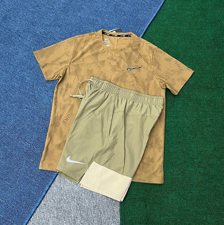 8067+975 Men's Casual Summer Quick-Drying Sports Suit Breathable Short-Sleeved T-Shirt Shorts for Running Outerwear Set