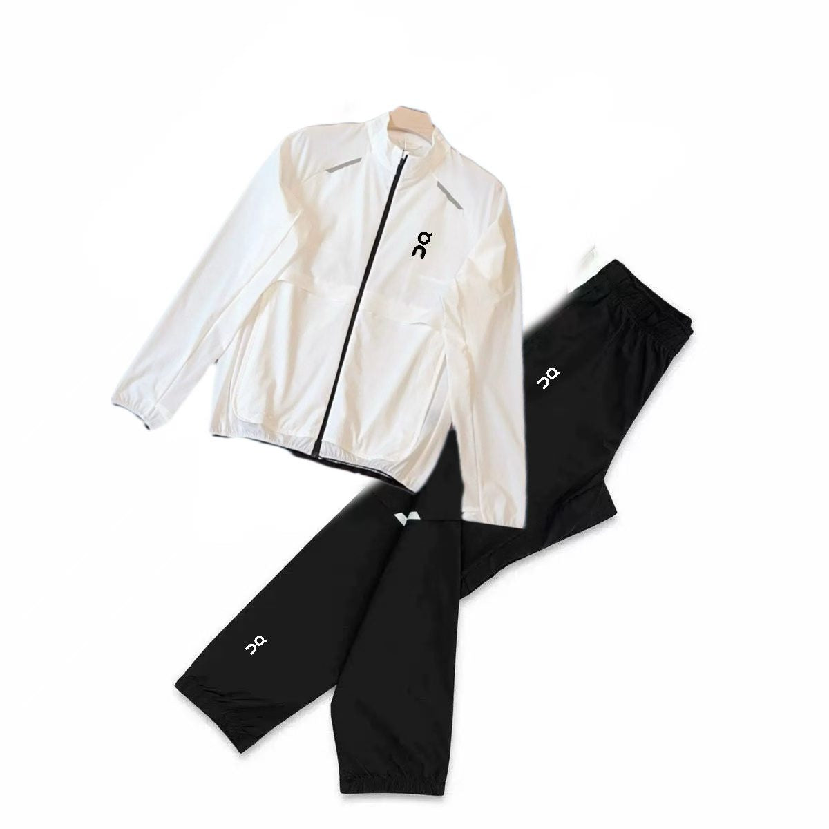 Polyester Fleece Tracksuit Set Men Zipper Jacket Matching Joggers Two Piece Sportswear for Running and Gym