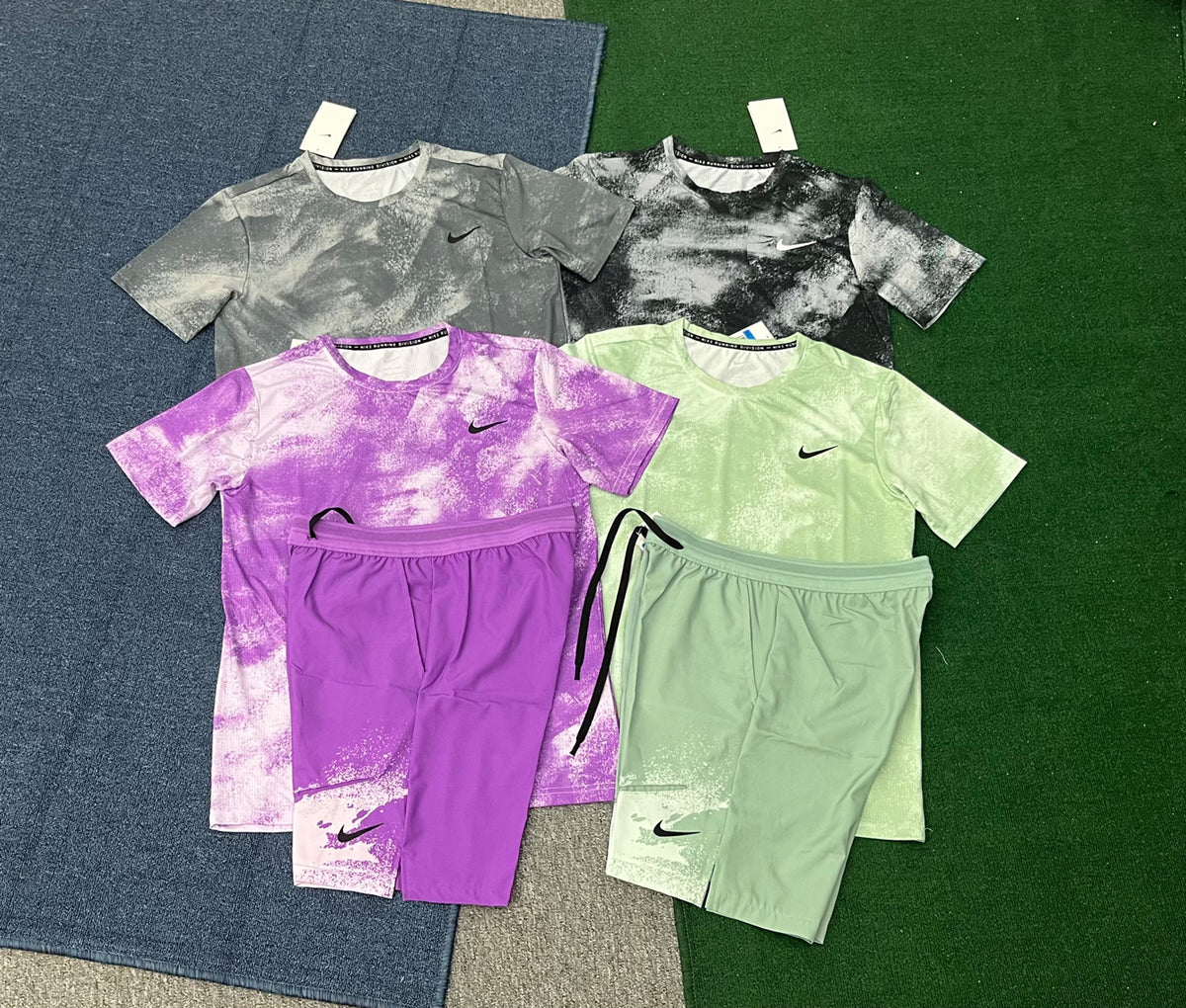 J04 Men's Quick Dry Short Sleeve T-Shirt and Running Shorts Set Breathable Athletic Wear for Gym Training Men's T-shirts sets