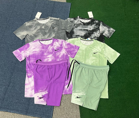 J04 Men's Quick Dry Short Sleeve T-Shirt and Running Shorts Set Breathable Athletic Wear for Gym Training Men's T-shirts sets