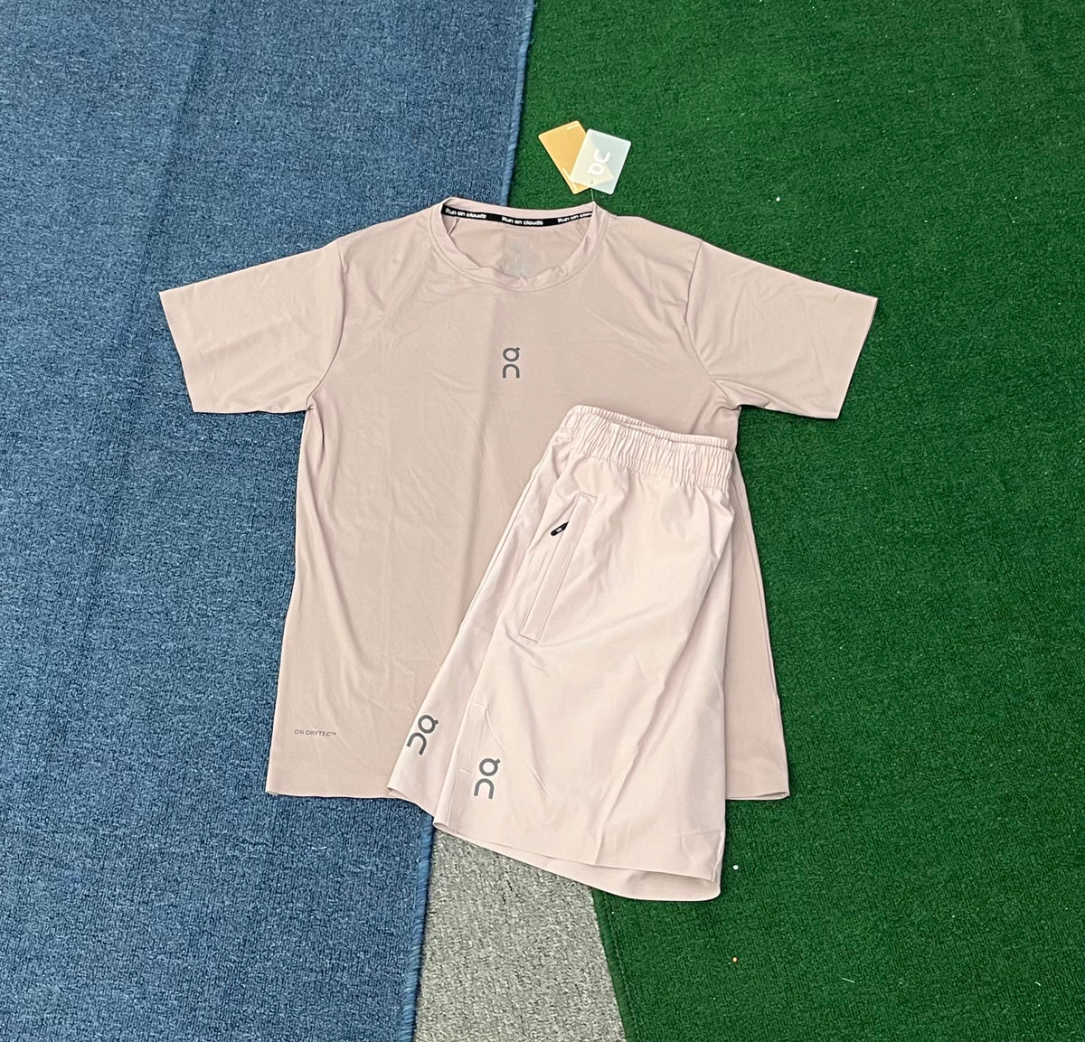 RY1185+RY0262 Men's Sporty Style Running Two-Piece Set Moisture-Wicking Breathable 100% Polyester Shorts & T-Shirt Elastic Waist Logo Print