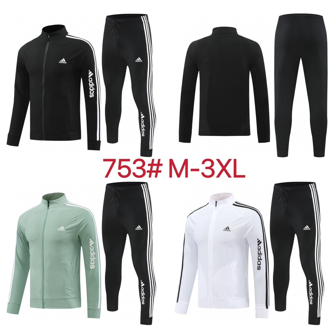 753 Men Winter Black Tracksuit Set Full Zip Athletic Jacket Jogger Pants Sportswear Training Gym Running Fitness Casual