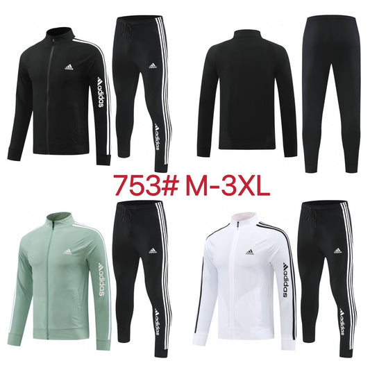 753 Men Winter Black Tracksuit Set Full Zip Athletic Jacket Jogger Pants Sportswear Training Gym Running Fitness Casual