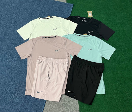 RY1186+RY0263 Quick Drying Summer Men Sports Friendly Running Set Short Sleeve t Shirts Shorts 2 Pieces Round Neck Workout Gym Tracksuit