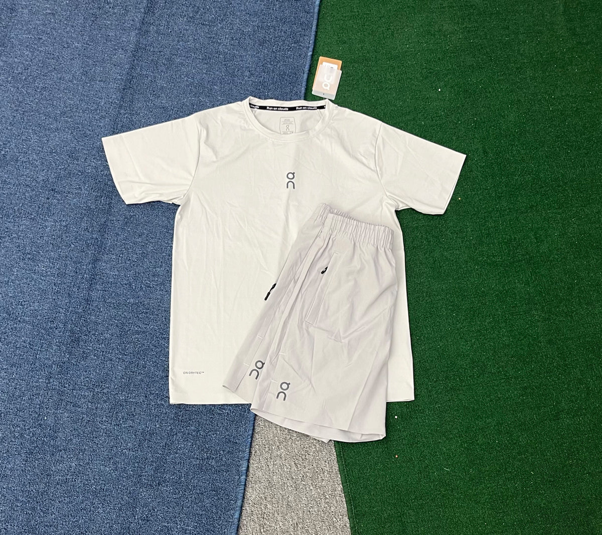 RY1185+RY0262 Men's Sporty Style Running Two-Piece Set Moisture-Wicking Breathable 100% Polyester Shorts & T-Shirt Elastic Waist Logo Print