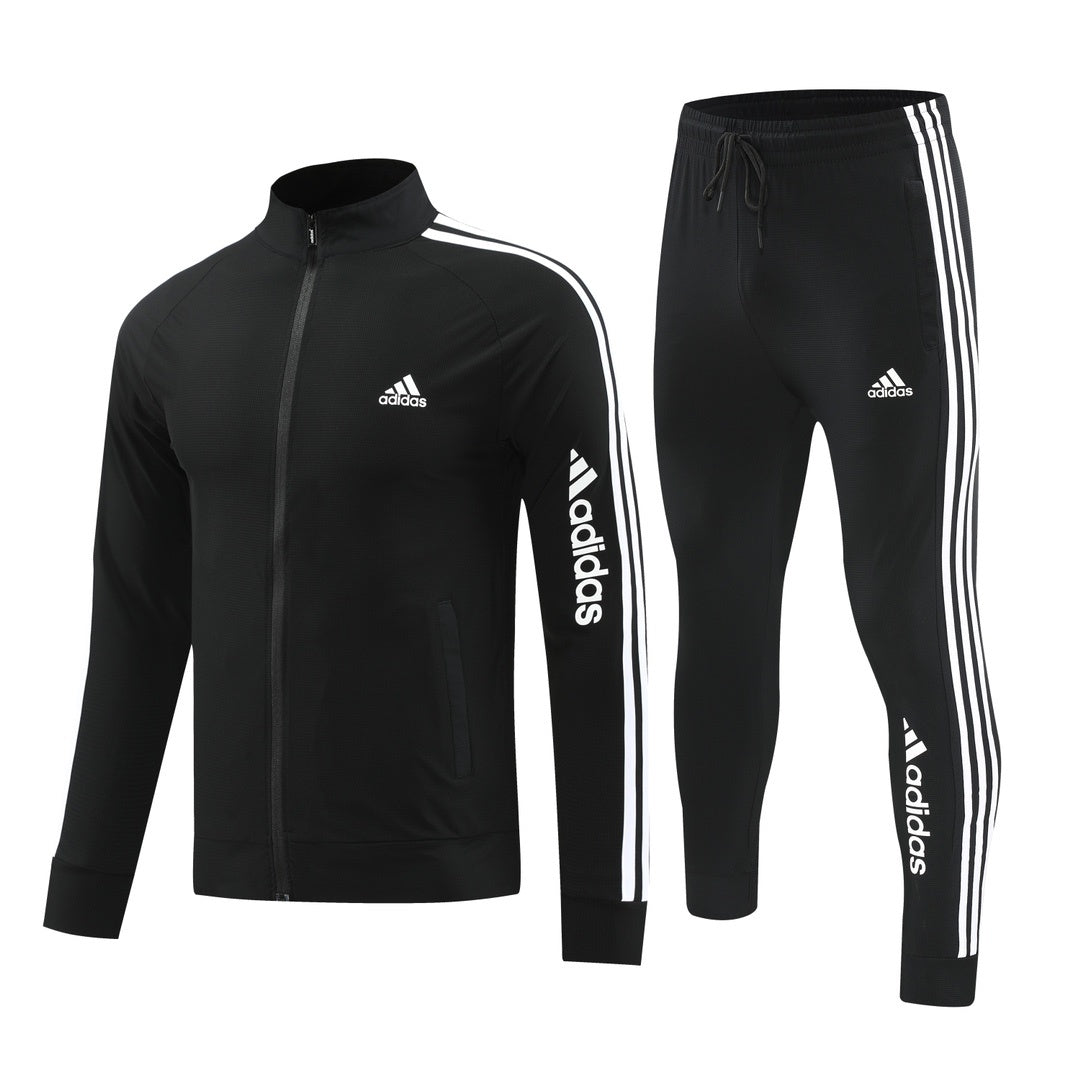 753 Men Winter Black Tracksuit Set Full Zip Athletic Jacket Jogger Pants Sportswear Training Gym Running Fitness Casual