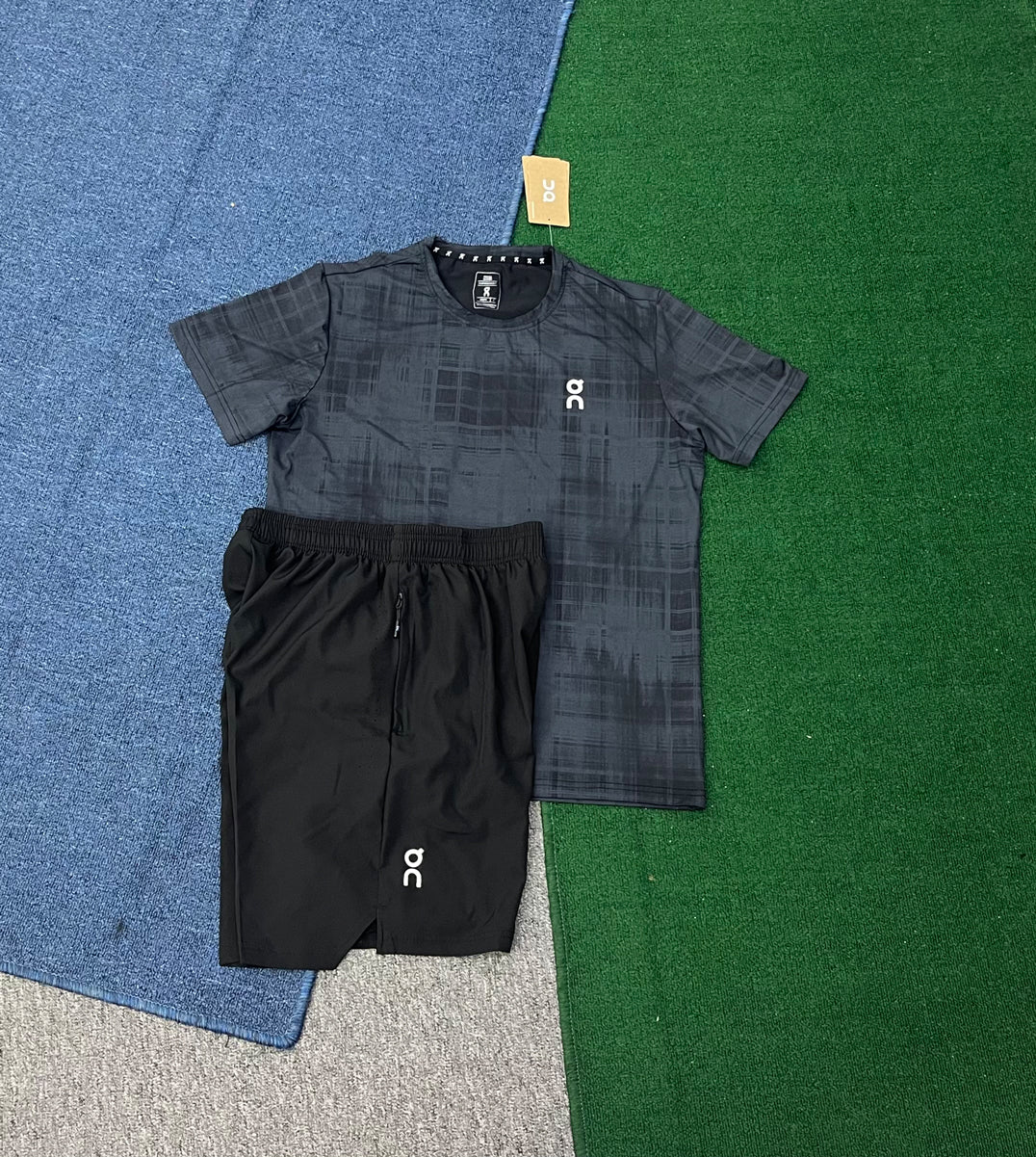 2738+on2602 Custom Men's Lightweight Quick Dry Breathable Sports T-Shirt Shorts Set Summer Running Gym Activewear OEM Service