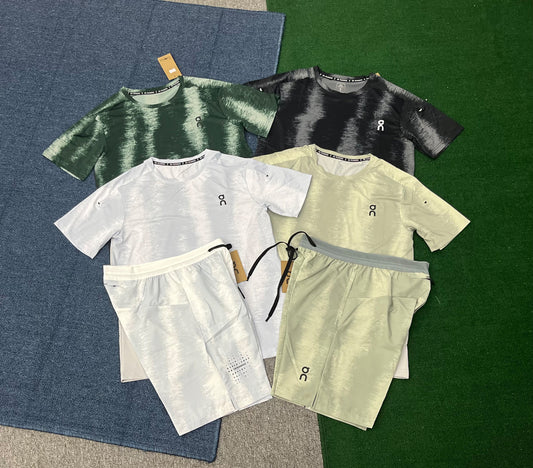 J05 Men's Quick Dry Short Sleeve T-Shirt and Running Shorts Set Breathable Athletic Wear for Gym Training Men's T-shirts sets