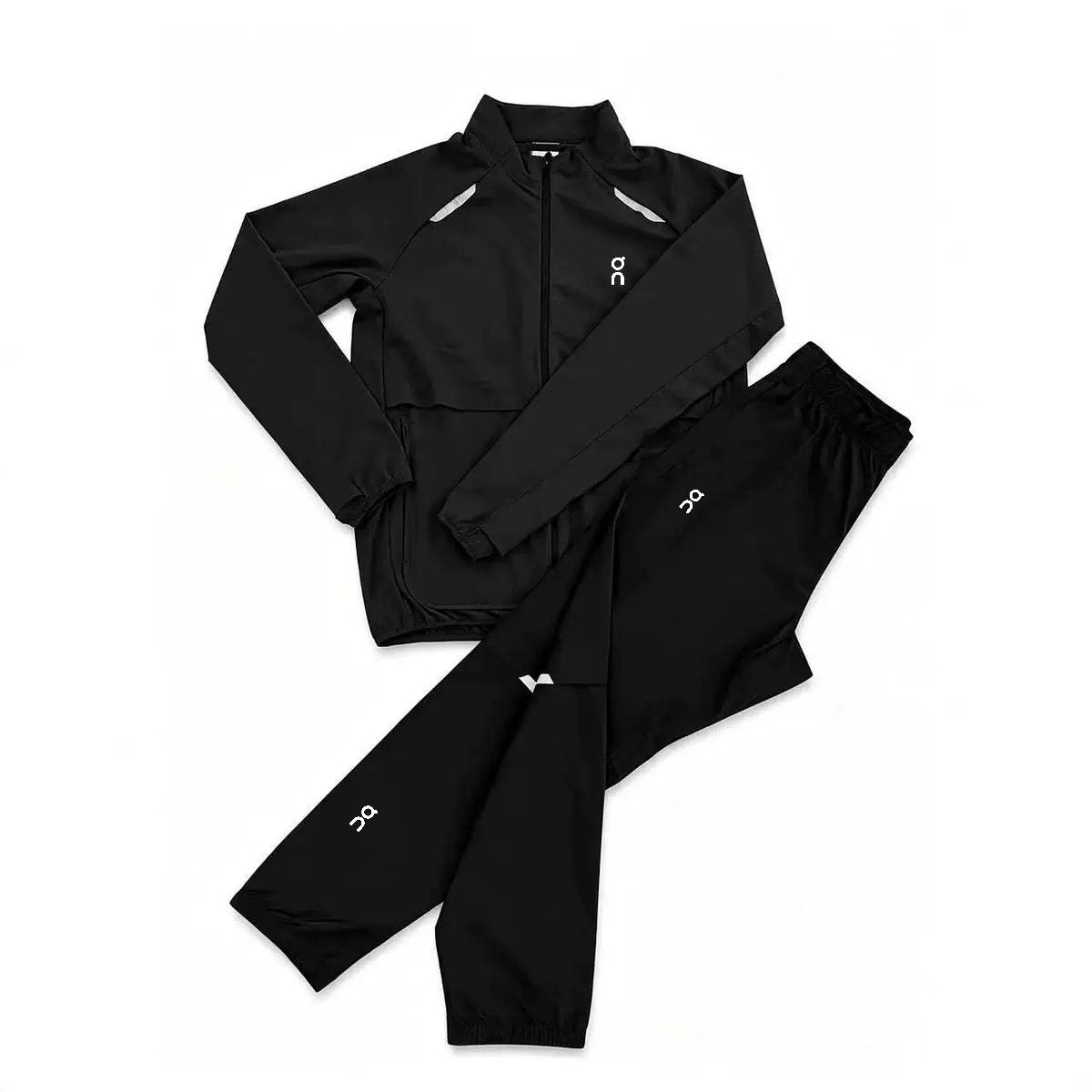 Polyester Fleece Tracksuit Set Men Zipper Jacket Matching Joggers Two Piece Sportswear for Running and Gym