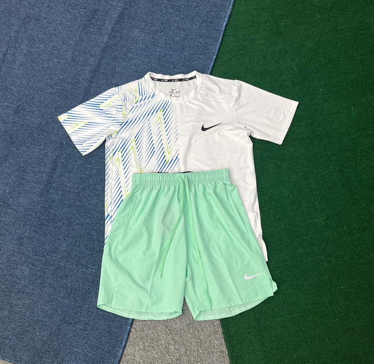 A001+D218 Two Piece Short Set Men Shorts and Sports Vest Jogger Set Dry Fit Running Training Tracksuit Quick Dry Workout Gym Suits