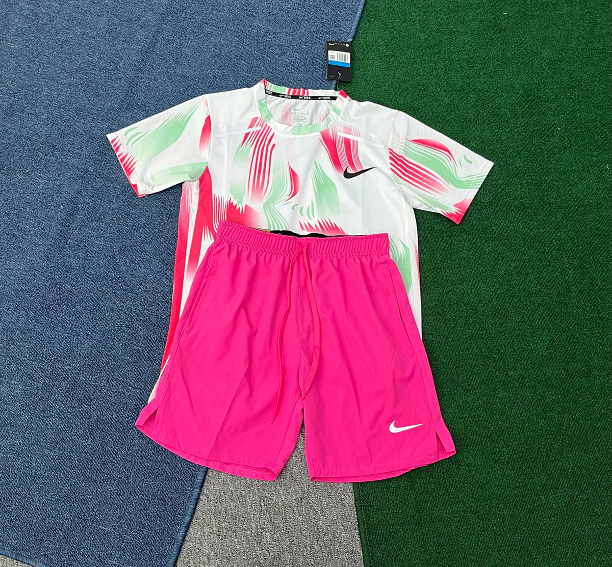 A003+D218 Sports Wear Summer 2-Piece T-Shirt Shorts Set Men Running Fitness Training Outfit Lightweight Breathable Suits