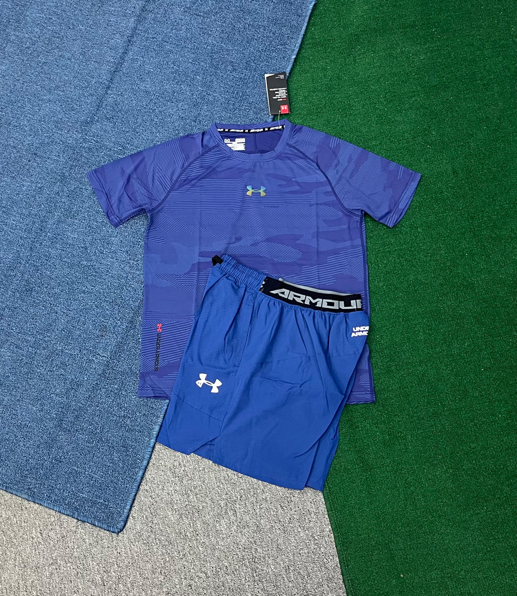 8040+2319 New Men's Casual Summer Set Performance Running Short Set Men Lightweight Breathable Gym Wear T Shirt Shorts Set