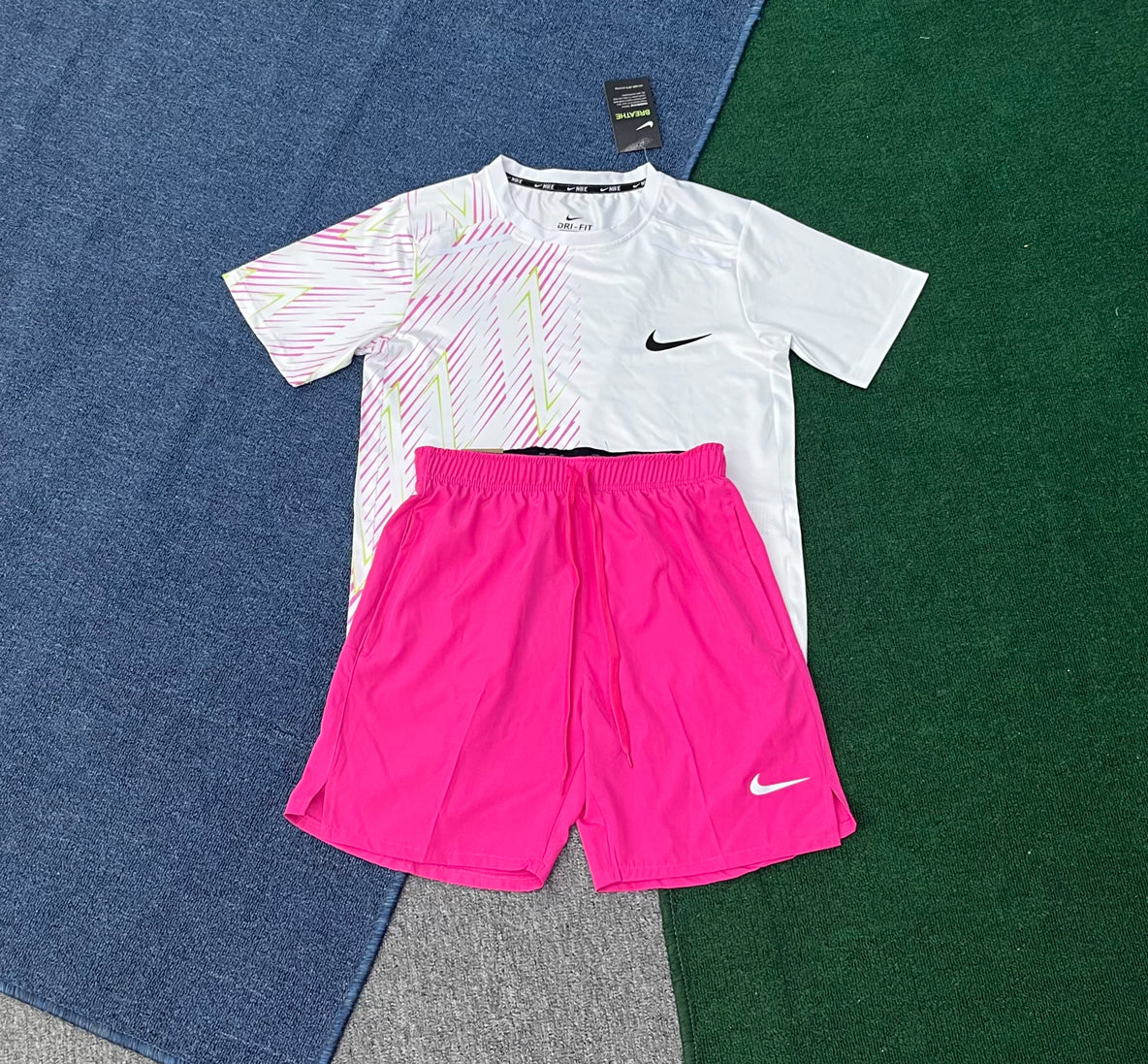 A001+D218 Two Piece Short Set Men Shorts and Sports Vest Jogger Set Dry Fit Running Training Tracksuit Quick Dry Workout Gym Suits